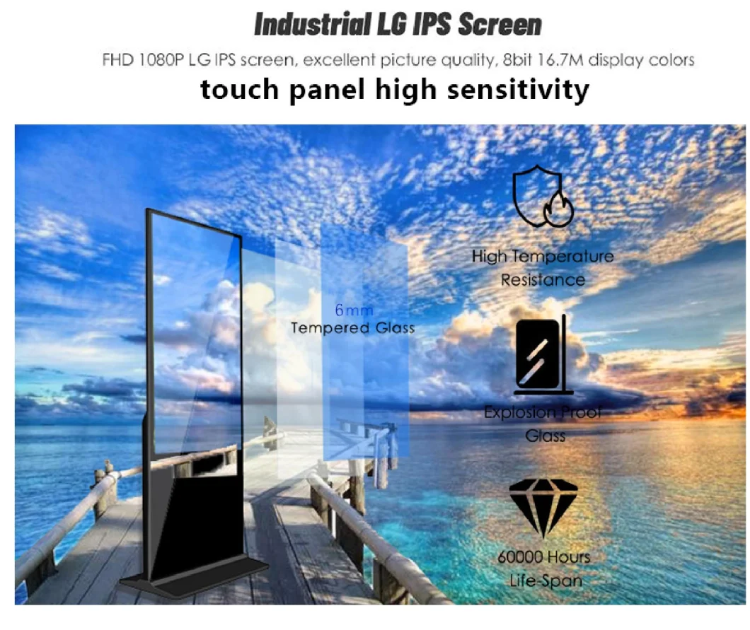 49-Inch Floor Upstanding LCD Digital Signage Kiosk