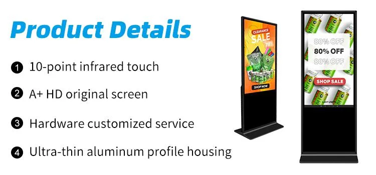 55 Inch Custom Advertising LCD Kiosk Display Large Outdoor Screen Totem Digital Signage