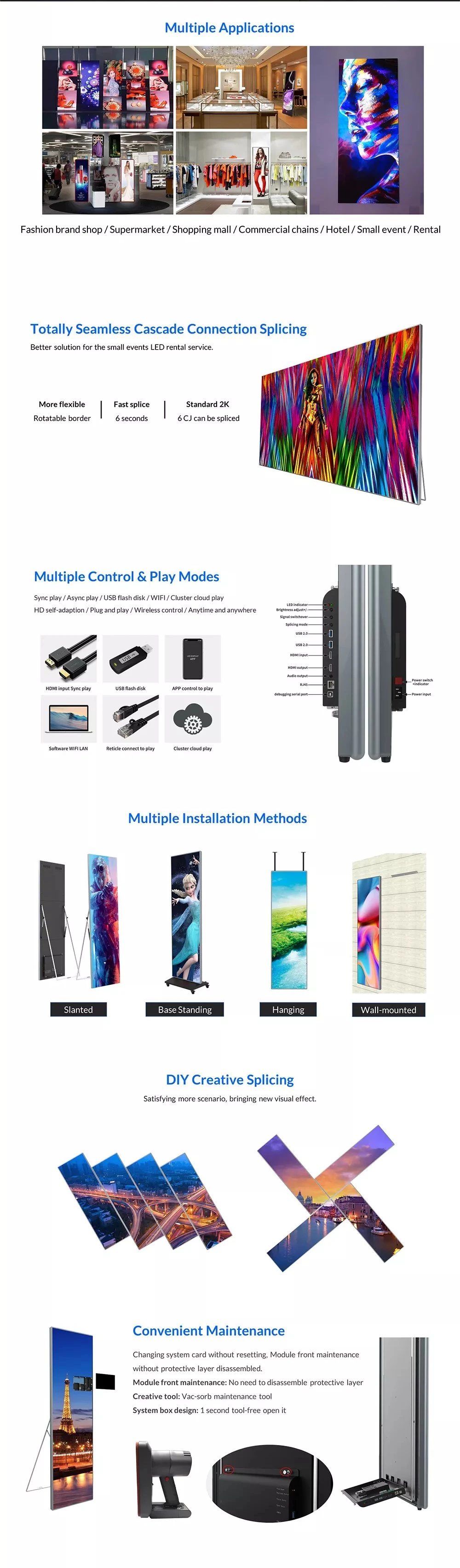 Ultra Thin Portable P2.5 Indoor Mirror LED Screen Standing Slim Advertising Poster LED Display