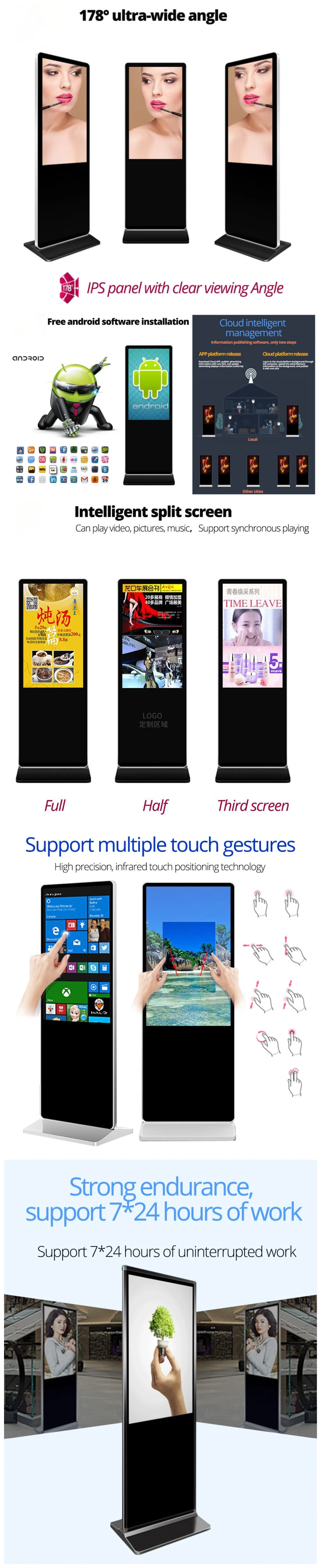 43", 50", 55" LCD Android Camera Qr Code Interactive Touch Screen Display Self-Service Photo Booth Kiosk