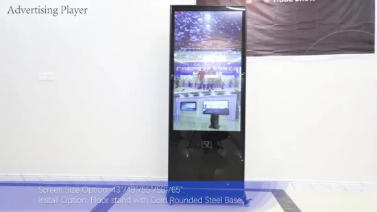 Tela digital de LED interna de 55 polegadas para instalação no chão Sinalização de exibição de publicidade