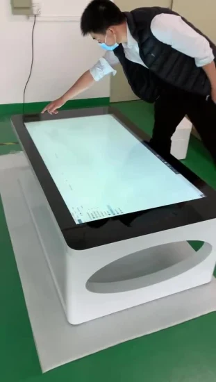 Mesa sensível ao toque LCD inteligente à prova d'água para café ou restaurante Personalize mesa interativa com tela sensível ao toque Mesa multitoque com vidro temperado